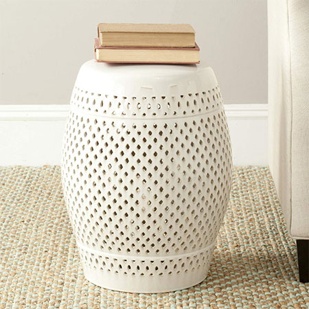 5. Safavieh Castle Diamonds Cream Garden Stool