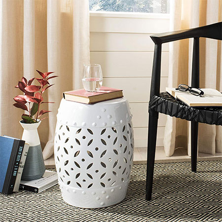 8. Safavieh Castle Gardens Lattice Coin Ceramic Stool
