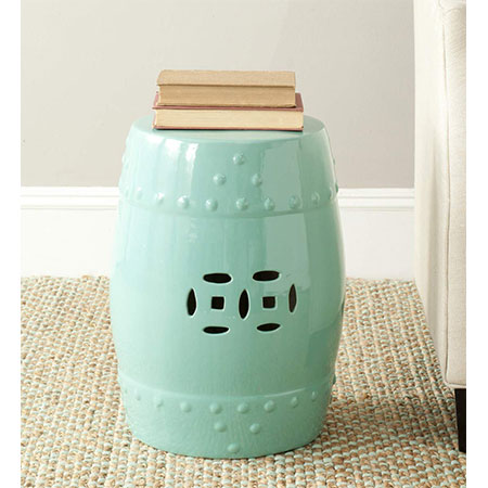 7. Safavieh Castle Gardens Modern Ming Light Aqua Stool
