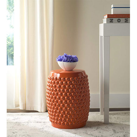 4. Safavieh Castle Gardens Stella Nail Head Orange Stool
