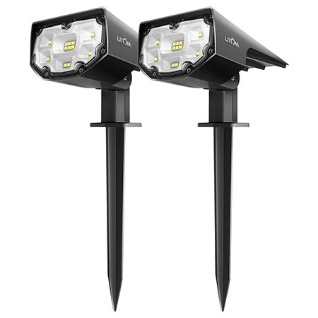 9. LITOM 12 LED Solar Landscape Spotlights, 2 packs