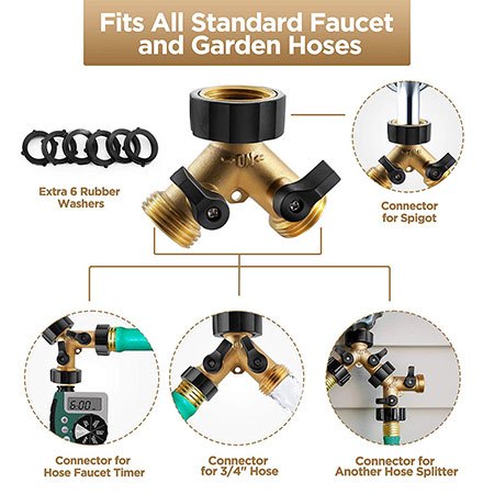 10. IPOW Solid Brass Garden Hose Splitter
