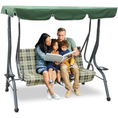 4. Zupapa 3-Person Steel Porch Canopy Swing